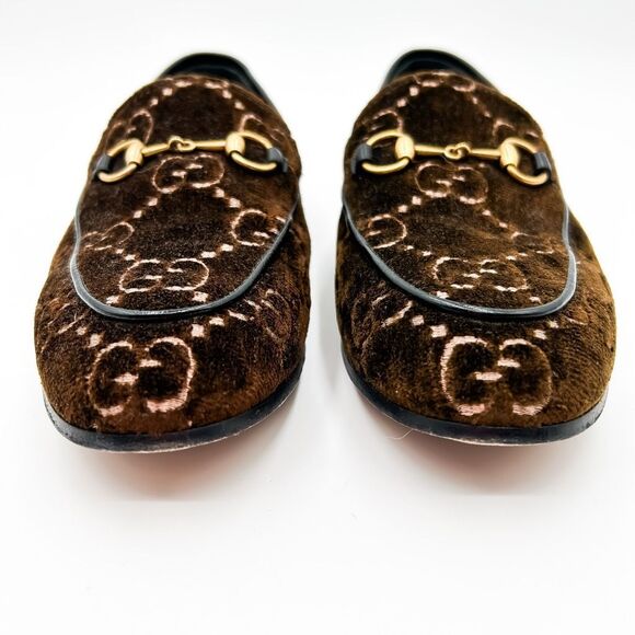 Gucci Loafers Horsebit Jordaan Velvet Flats GG Monogram Size 37.5, 7.5 - Picture 3 of 13